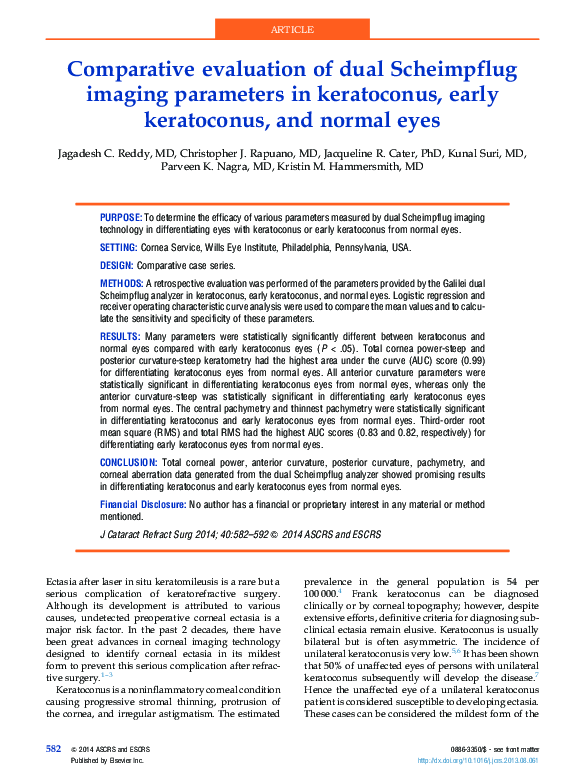 (PDF) Comparative evaluation of dual Scheimpflug imaging parameters in