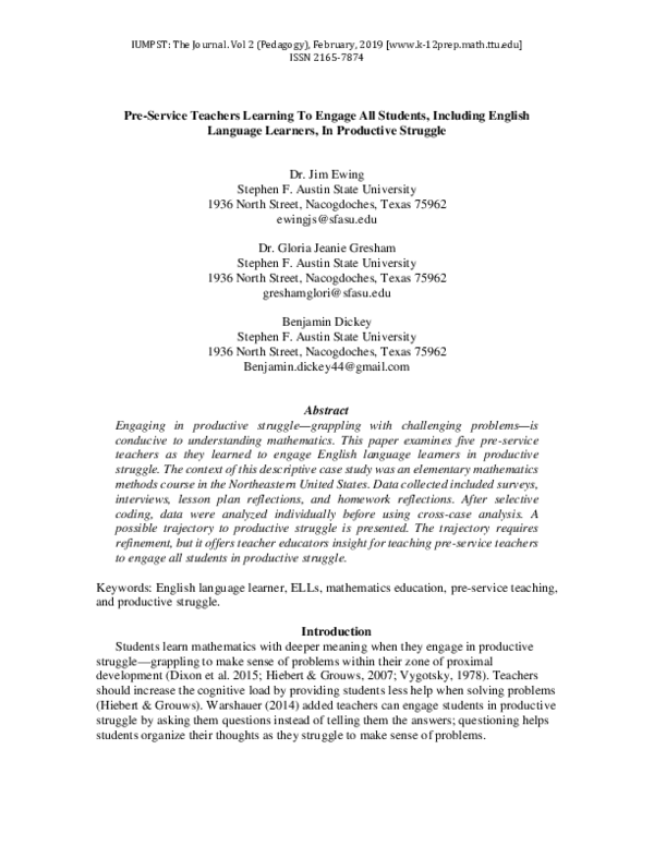 (PDF) Pre-Service Teachers Learning to Engage All Students, Including ...