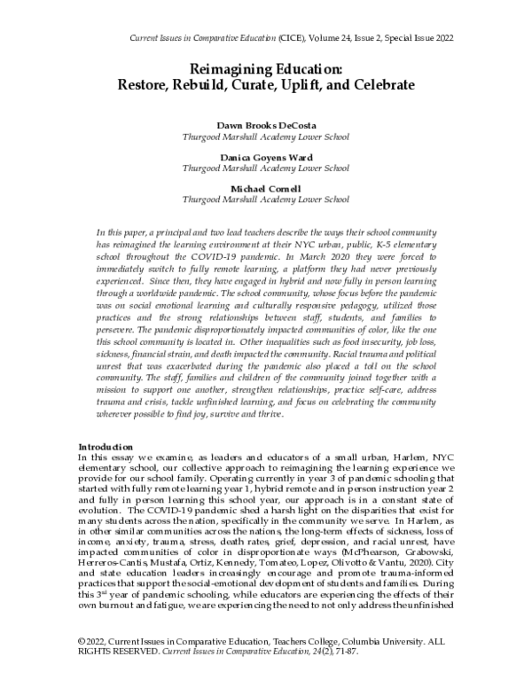 (PDF) Reimagining Education