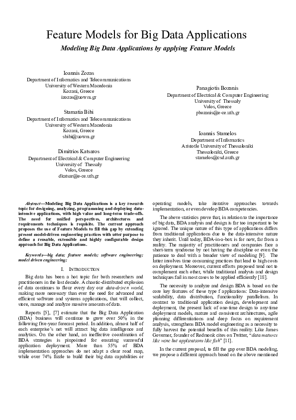 (PDF) Feature models for big data applications: Modeling big data ...