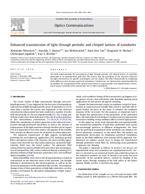 (PDF) Enhanced transmission of light through periodic and chirped ...