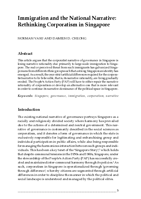 (PDF) Immigration and the National Narrative: Rethinking Corporatism in ...