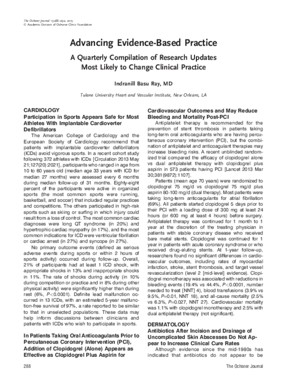 (PDF) Advancing evidence-based practice - a quarterly compilation of ...