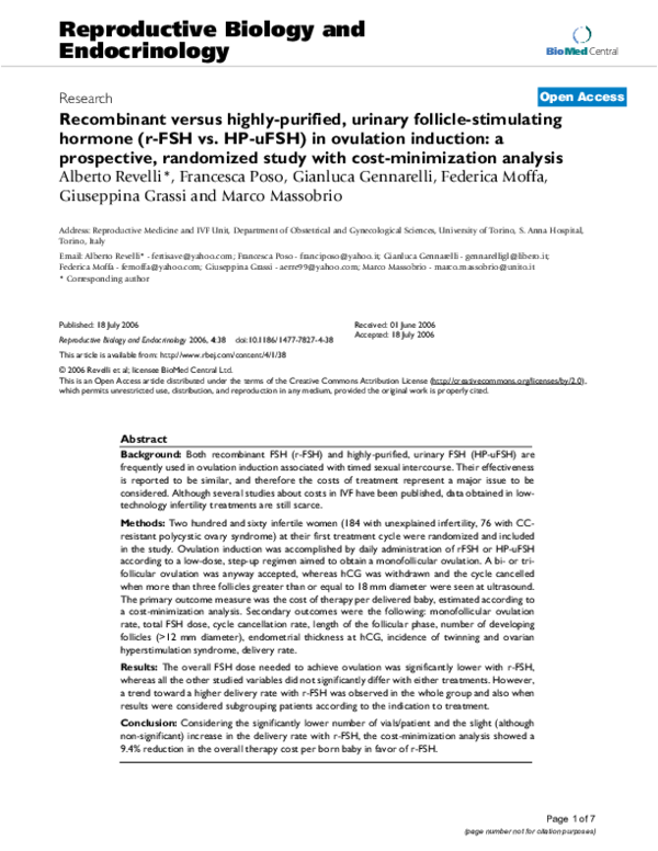 (PDF) Recombinant versus highly-purified, urinary follicle-stimulating ...