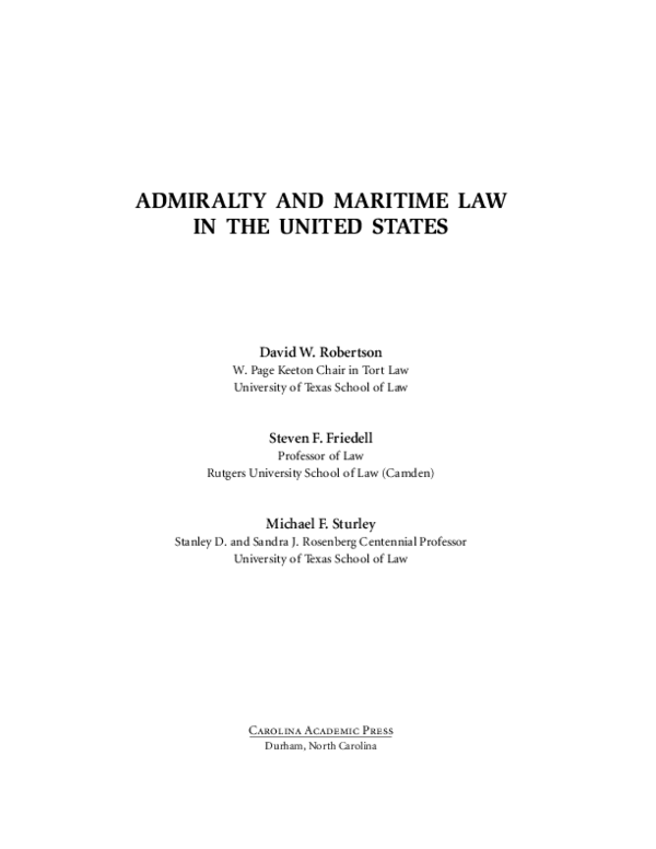 (PDF) Admiralty and Maritime Law in the United States Steven F
