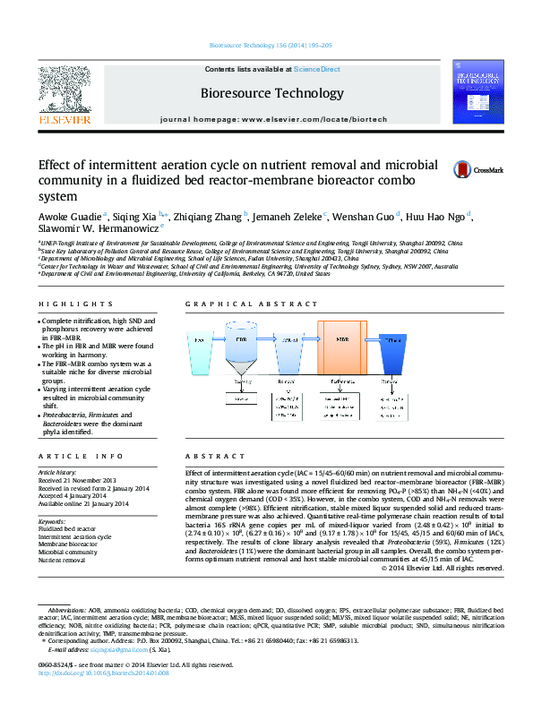 (PDF) Effect of intermittent aeration cycle on nutrient removal and