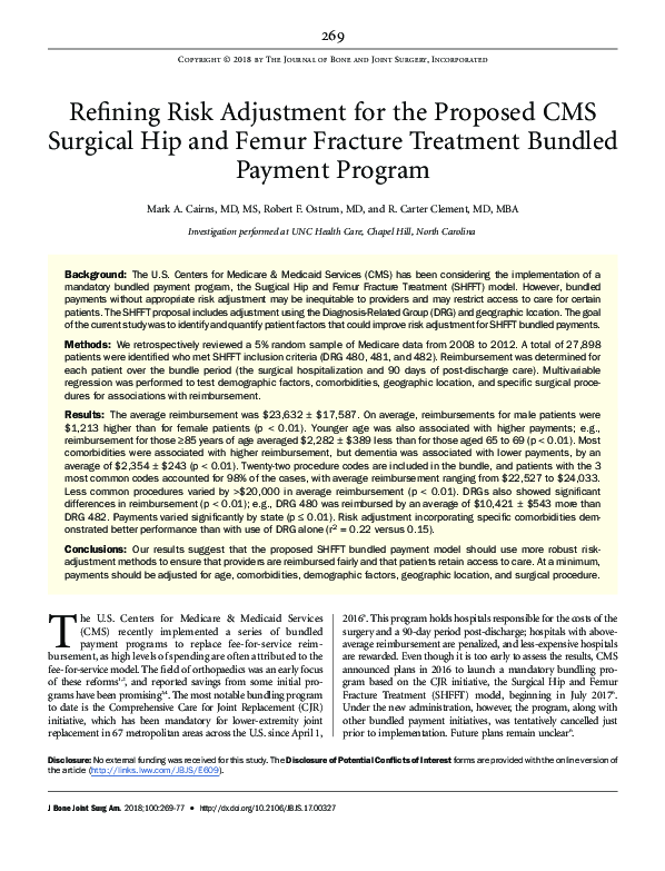 (PDF) Refining Risk Adjustment for the Proposed CMS Surgical Hip and ...