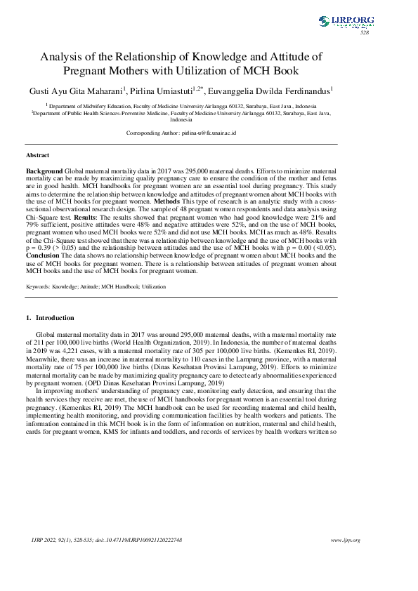 (PDF) Analysis of the Relationship of Knowledge and Attitude of ...
