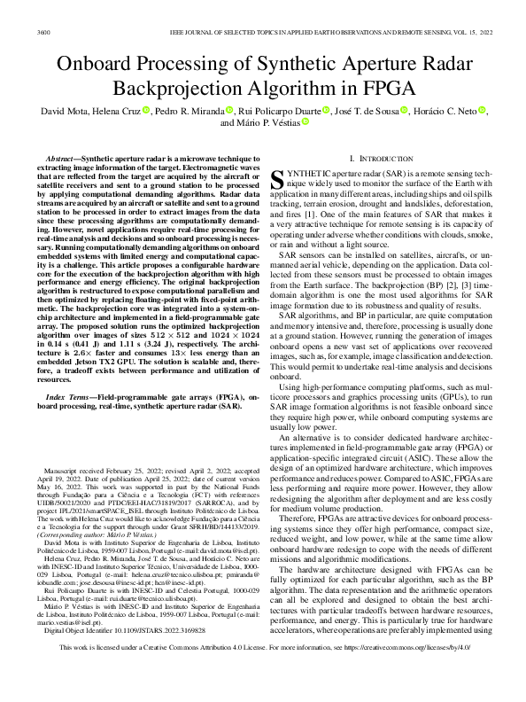 (PDF) Onboard Processing of Synthetic Aperture Radar Backprojection ...