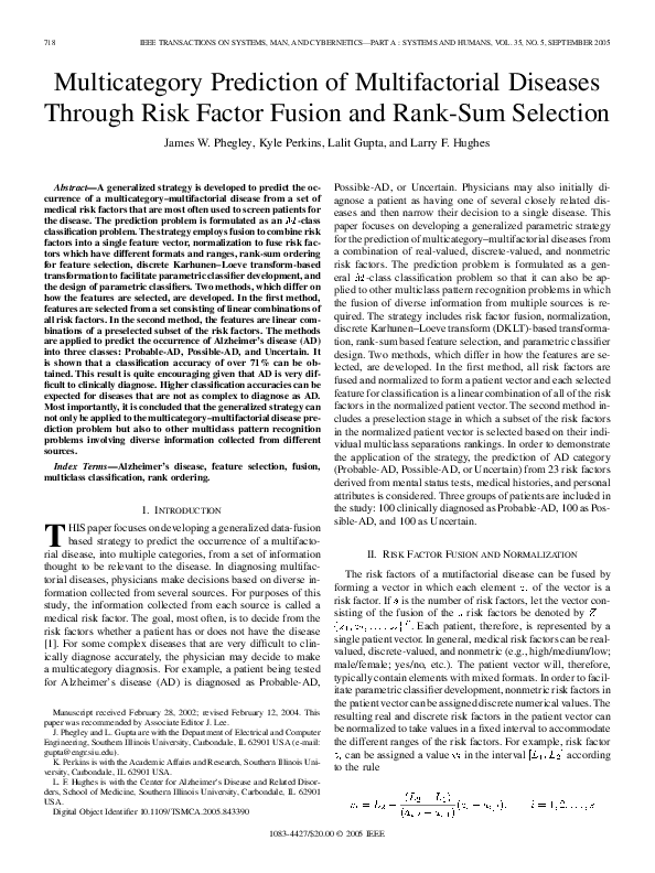 (PDF) Multicategory Prediction of Multifactorial Diseases Through Risk ...