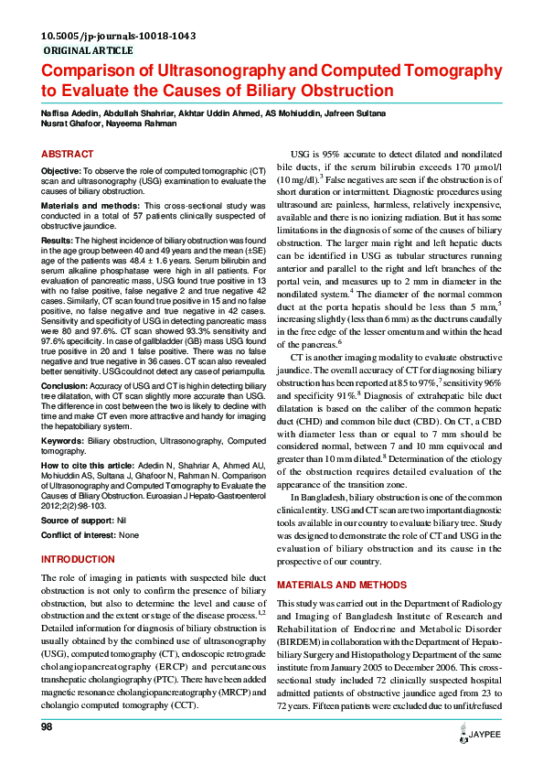 (PDF) Comparison of Ultrasonography and Computed Tomography to Evaluate ...