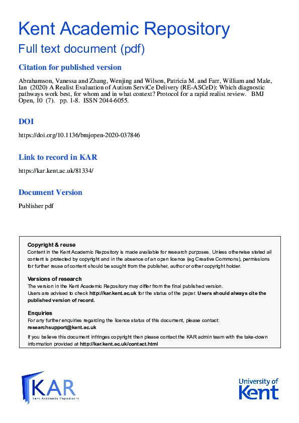 PDF Realist Evaluation Of Autism ServiCe Delivery RE ASCeD Which pdf-realist-evaluation-of-autism-service-delivery-re-asced-which