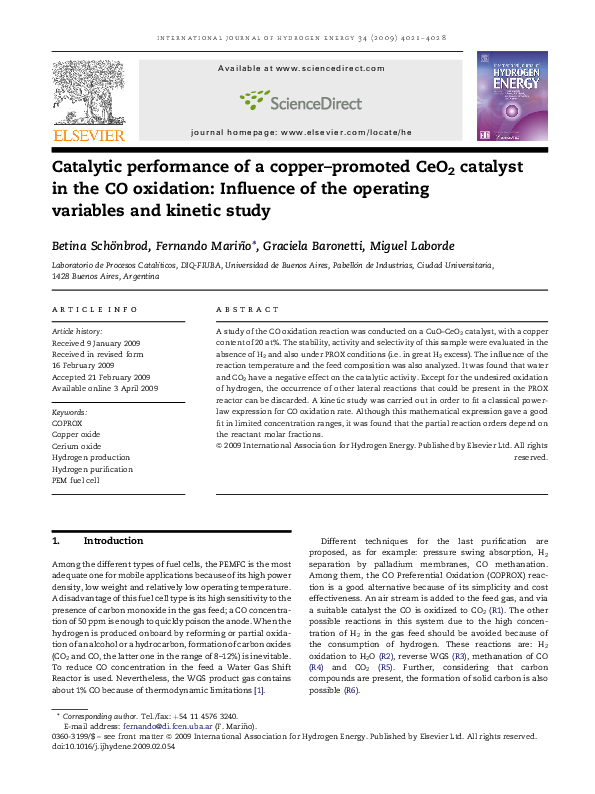 (PDF) Catalytic performance of a copper–promoted CeO2 catalyst in the ...