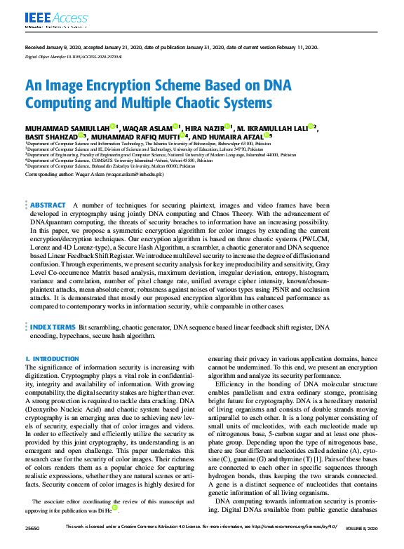 (PDF) An Image Encryption Scheme Based on DNA Computing and Multiple ...