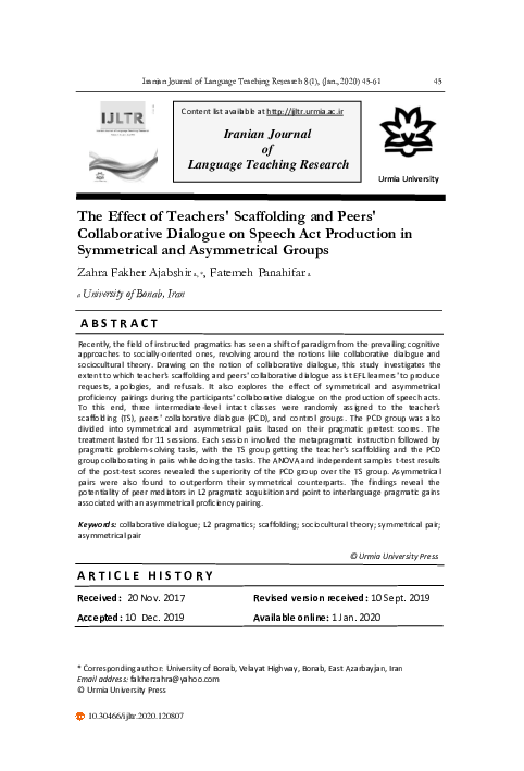 (PDF) The Effect of Teachers' Scaffolding and Peers' Collaborative ...