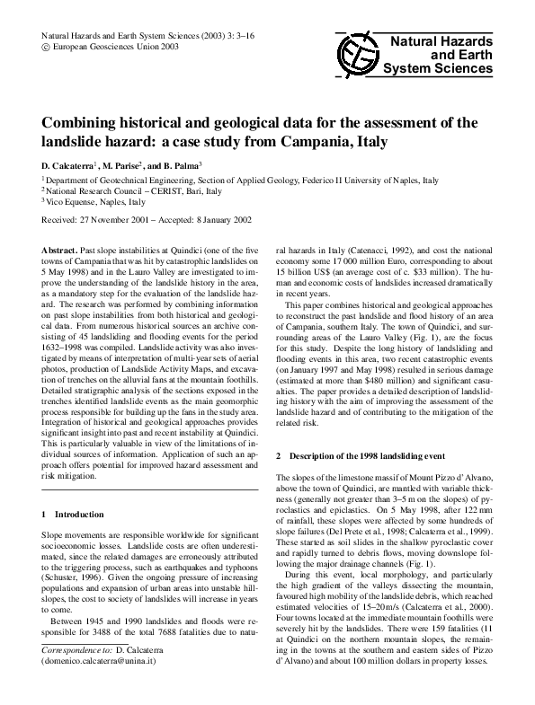 (PDF) Combining historical and geological data for the assessment of ...