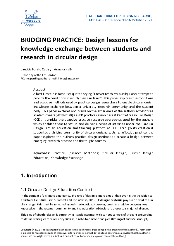 (PDF) BRIDGING PRACTICE: Design lessons for knowledge exchange between ...