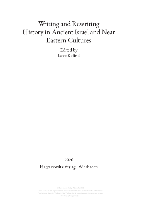 (PDF) Writing and Rewriting History in Ancient Israel and Near Eastern ...