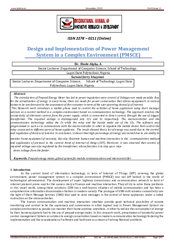 (DOC) Design and Implementation of Power Management System in a Complex ...
