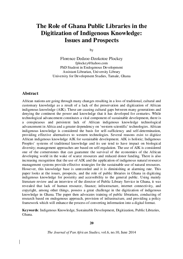 (PDF) The Role of Ghana Public Libraries in the Digitization of ...