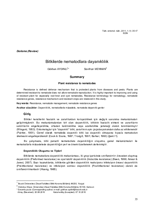 (PDF) Plant resistance to nematodes