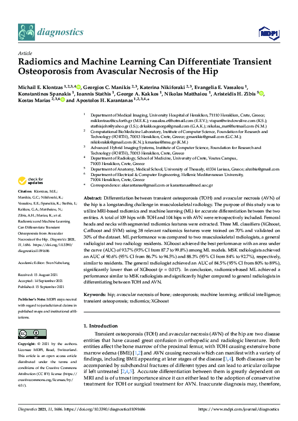 (PDF) Radiomics and Machine Learning Can Differentiate Transient ...