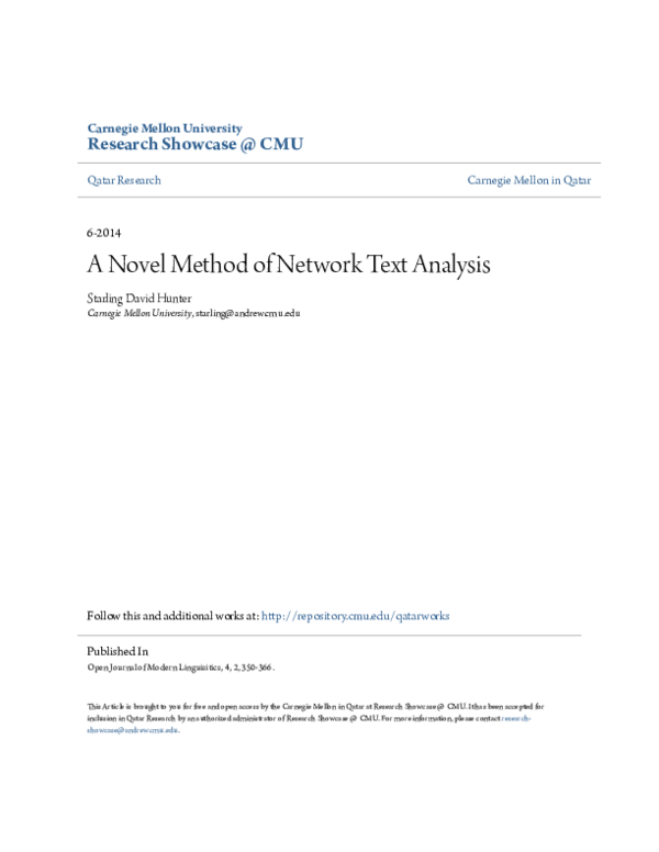 (PDF) A Novel Method of Network Text Analysis