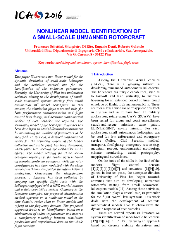 (PDF) Model Identification of a SmallScale Unmanned