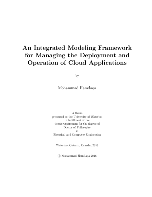 (PDF) An Integrated Modeling Framework for Managing the Deployment and ...
