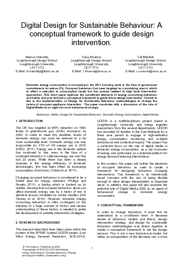(PDF) Digital Design for Sustainable Behaviour: A conceptual framework ...