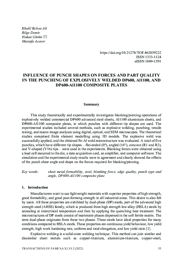 (PDF) Influence of Punch Shapes on Forces and Part Quality in the ...