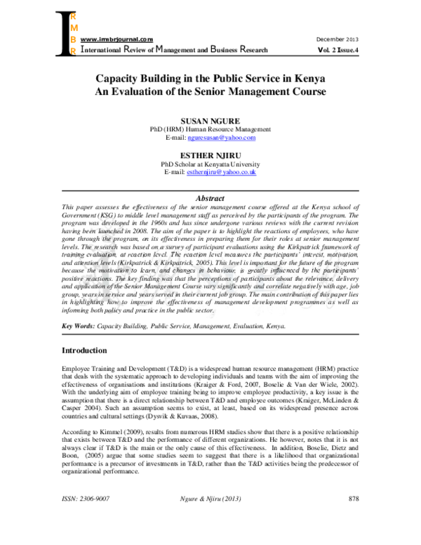 (PDF) An Evaluation of the Senior Management Course