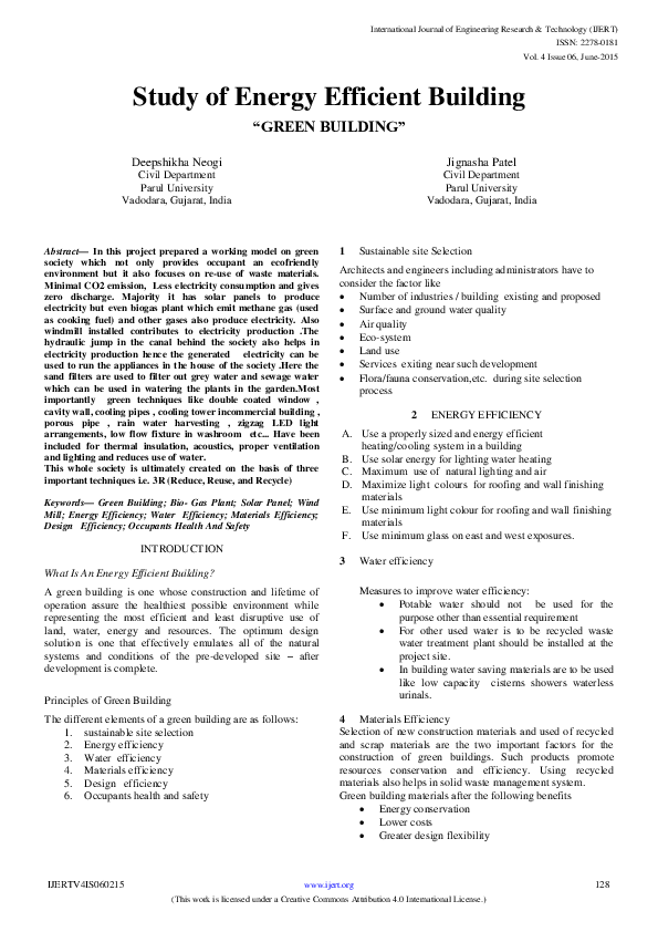 (PDF) Study of Energy Efficient Building