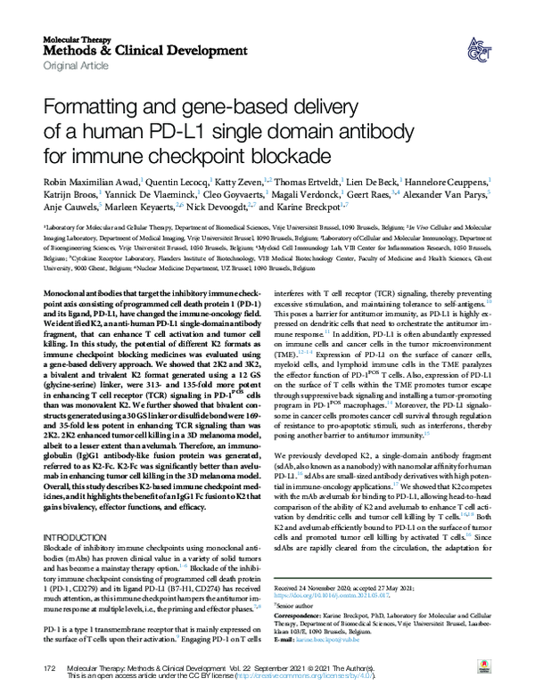 (PDF) Formatting and gene-based delivery of a human PD-L1 single domain ...