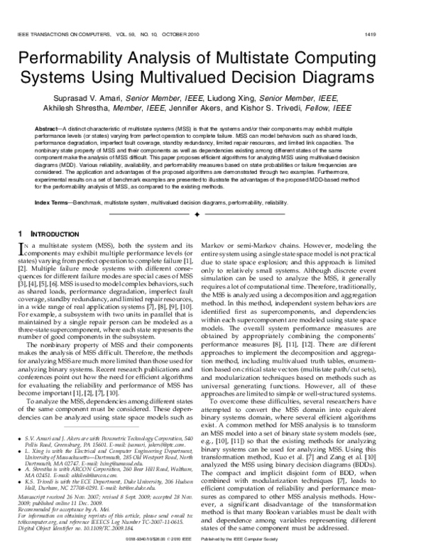 (PDF) Performability Analysis of Multistate Computing Systems Using ...