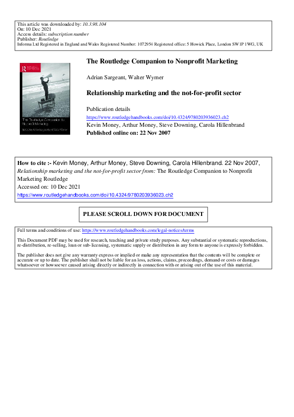 (PDF) The Routledge Companion to Nonprofit Marketing
