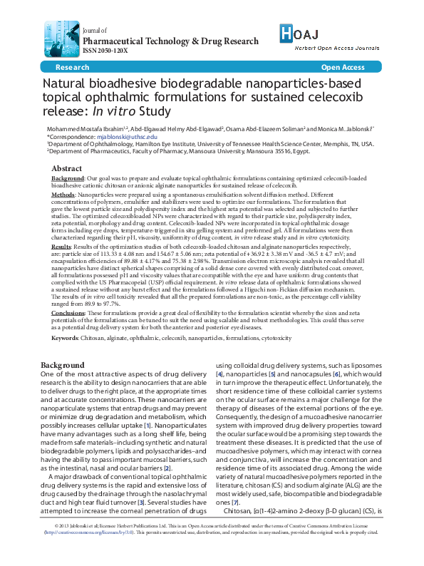 (PDF) Natural bioadhesive biodegradable nanoparticles-based topical ...