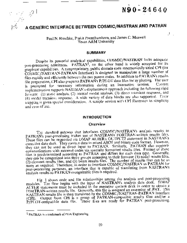 (PDF) A generic interface between COSMIC/NASTRAN and PATRAN (R)