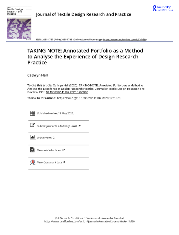 (PDF) TAKING NOTE: Annotated Portfolio as a Method to Analyse the ...