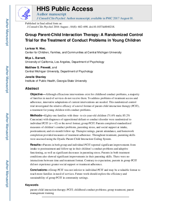 (PDF) Group parent–child interaction therapy: A randomized control ...