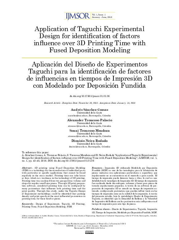 (PDF) Application of taguchi experimental design for identication of ...
