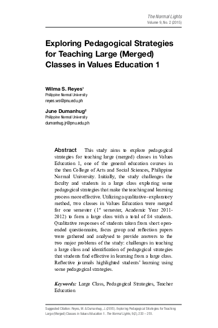 (PDF) Exploring Pedagogical Strategies for Teaching Large (Merged ...