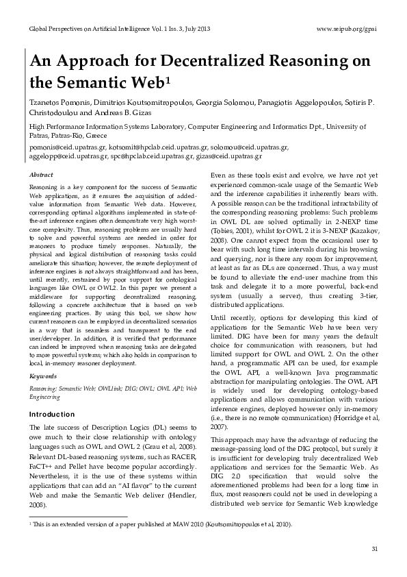 (PDF) An Approach for Decentralized Reasoning on the Semantic Web 1
