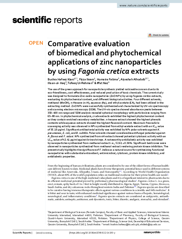 (PDF) Comparative evaluation of biomedical and phytochemical ...