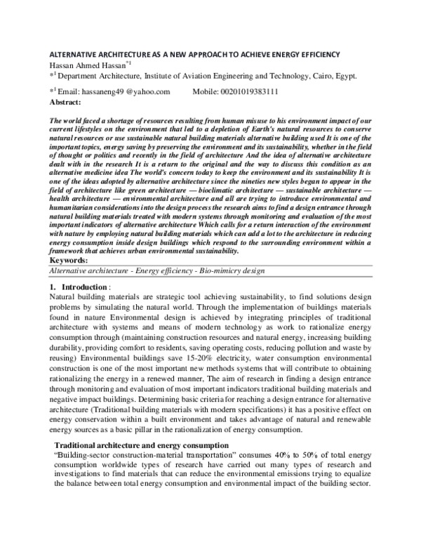 (PDF) ALTERNATIVE ARCHITECTURE AS A NEW APPROACH TO ACHIEVE ENERGY ...