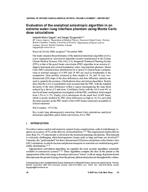 (PDF) Evaluation of the analytical anisotropic algorithm in an extreme ...