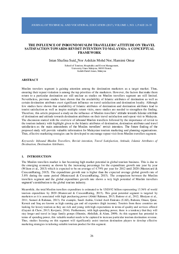 (PDF) The Influence of Inbound Muslim Travellers’ Attitude on Travel ...