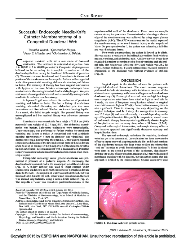 (PDF) Successful Endoscopic NeedleKnife Catheter Membranotomy of a