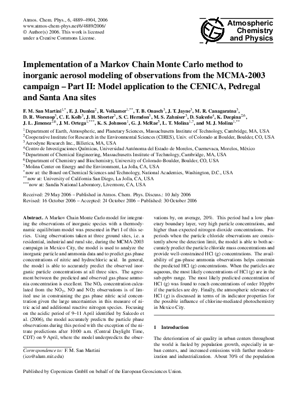 (PDF) Implementation of a Markov Chain Monte Carlo method to inorganic ...