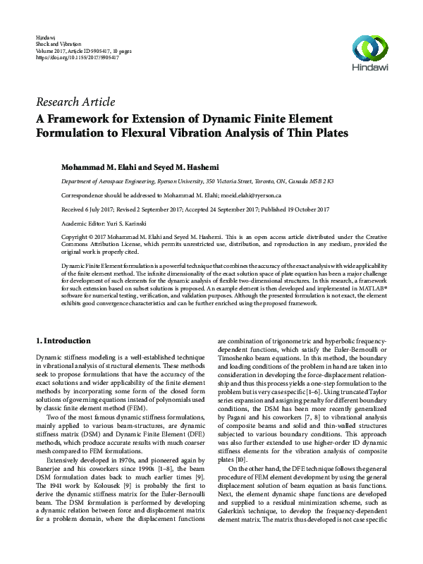 (PDF) A Framework for Extension of Dynamic Finite Element Formulation ...
